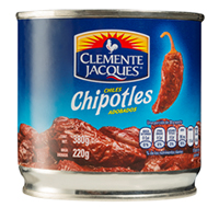 Chiles chipotles caja con 24 piezas de 380 gr