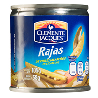 Chiles jalapeños rajas caja con 40 piezas de 105 gr