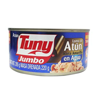 LOMO DE ATÚN ALETA AMARILLA EN AGUA JUMBO 295 GR